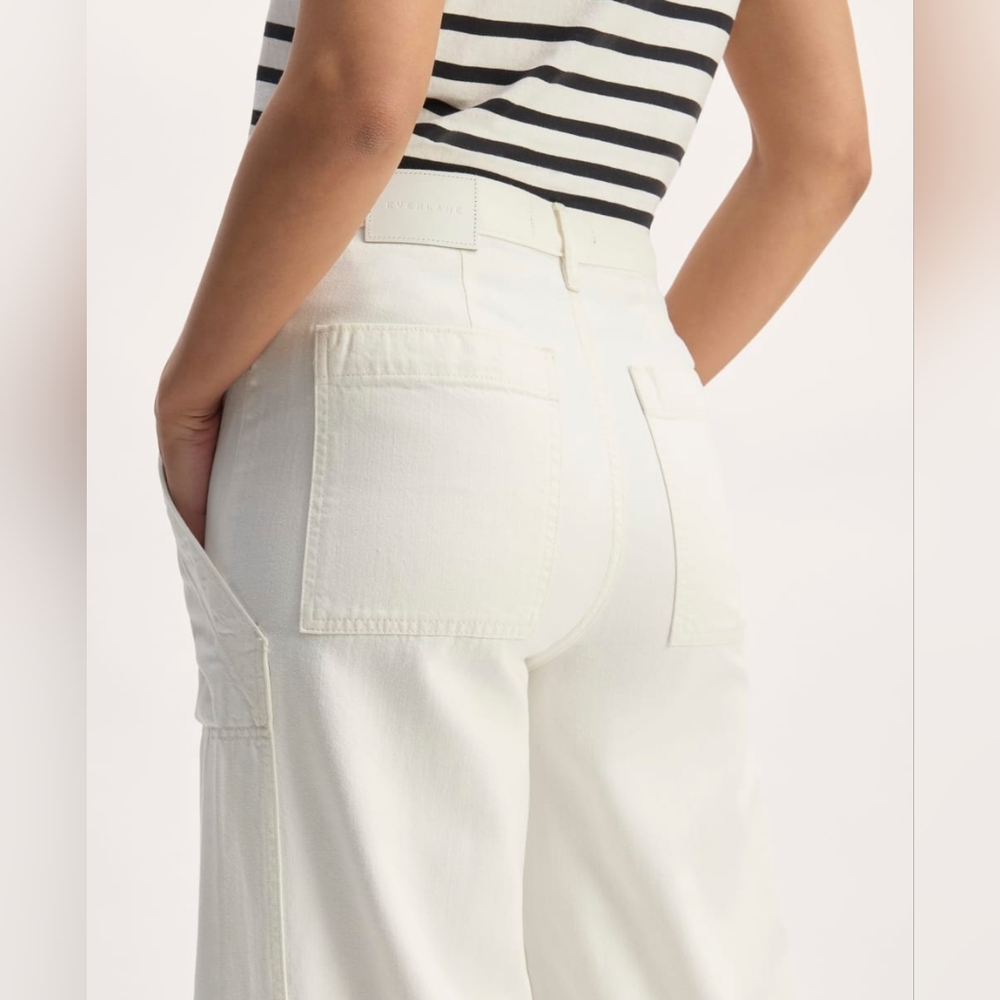 NWT Everlane The Carpenter Jean Relaxed Wide Leg Patch Pockets In Bone Size 30 - Picture 15 of 16